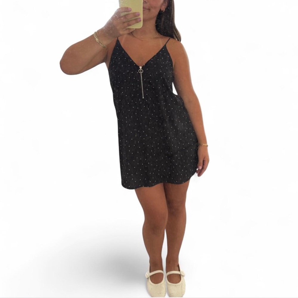 Black Mini Dress with White Dots